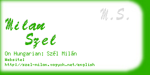 milan szel business card