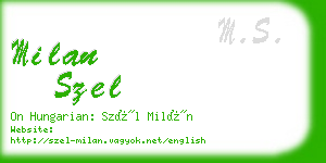 milan szel business card